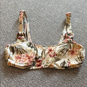 Abercrombie & Fitch Cream Floral Bikini Top with Pink and Green Print